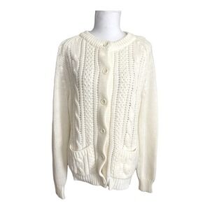 Women's Vintage Collections Plus Korea Ivory Cardigan Sweater Grannycore Cottage